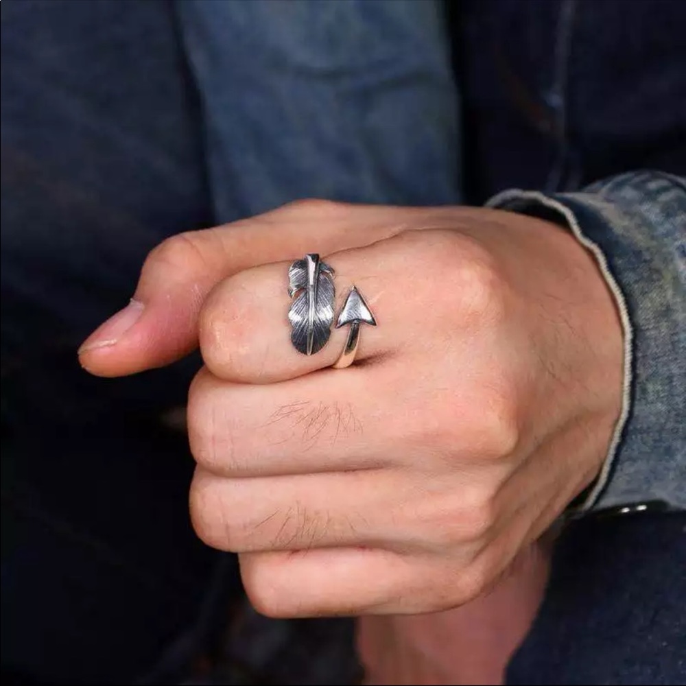 Men’s sterling silver vintage feather ring - Picture 1 of 5